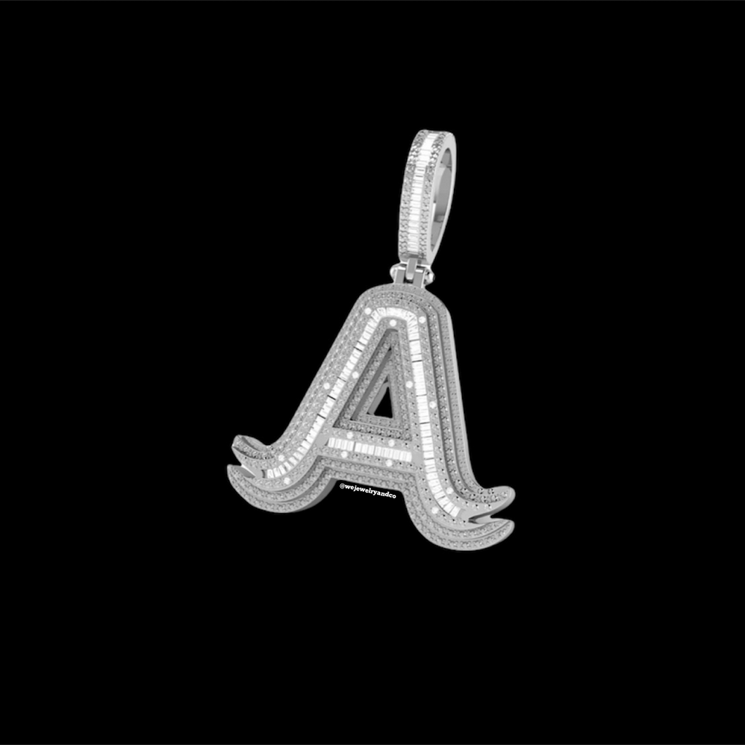 Initial Baguette Diamonds Pendant